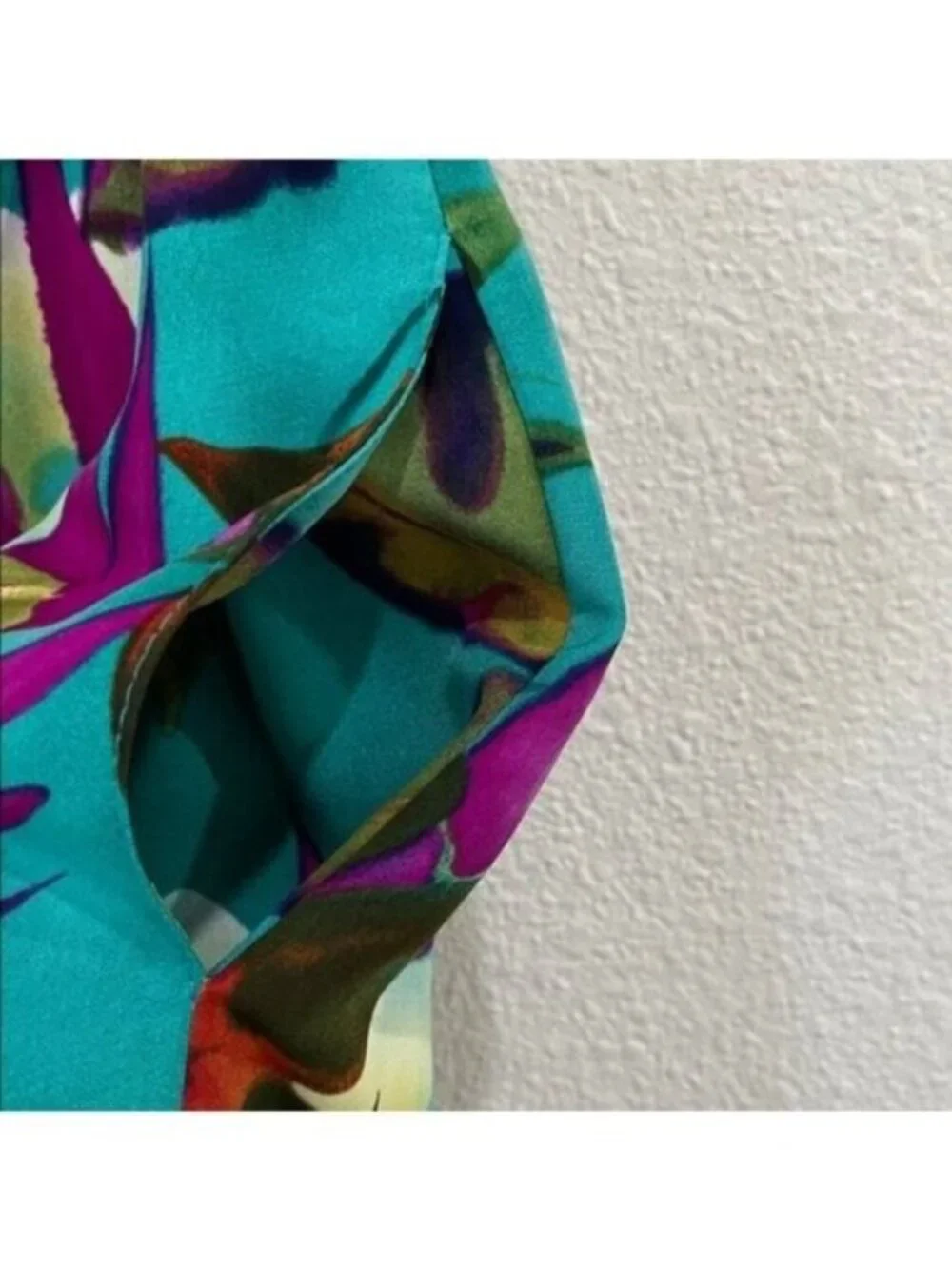 Vintage Mod Colorful Tropical Midi Skirt Retro Stretch Kitschy Button Front